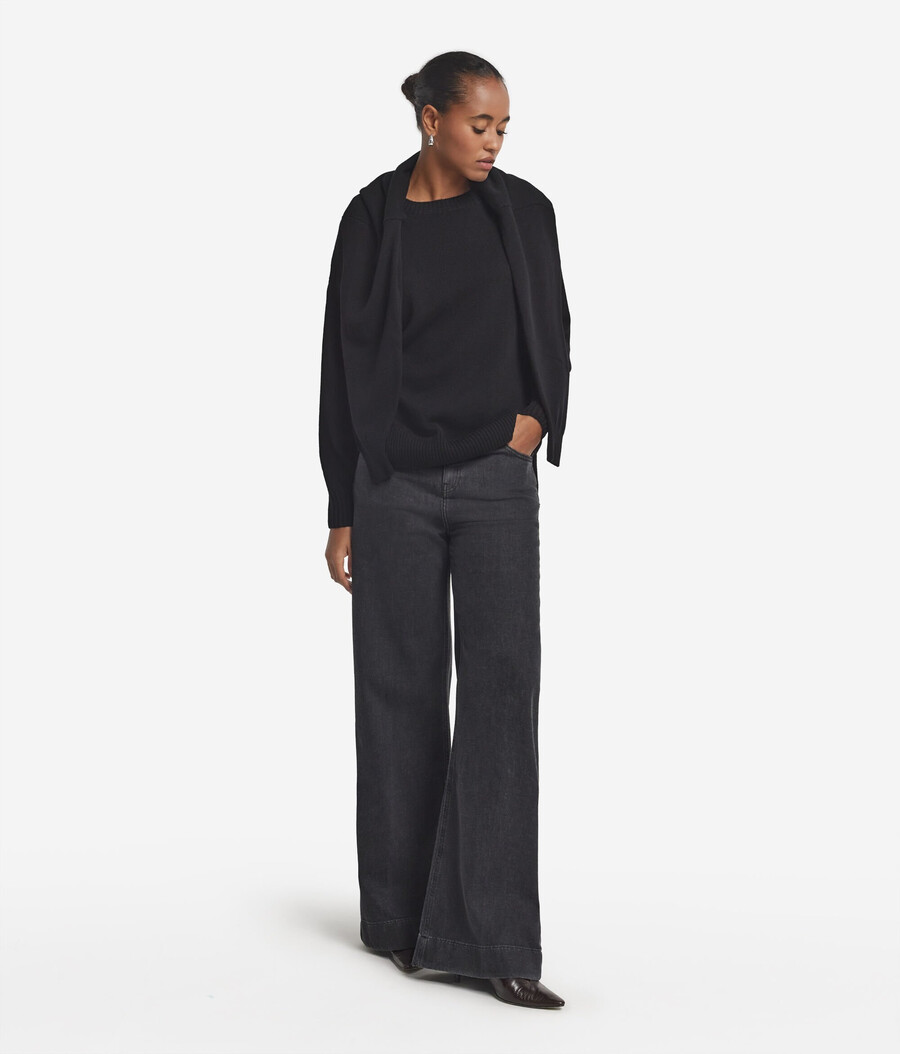 ultraweicher kaschmirpullover mit rundhalsausschnitt und schlitzen