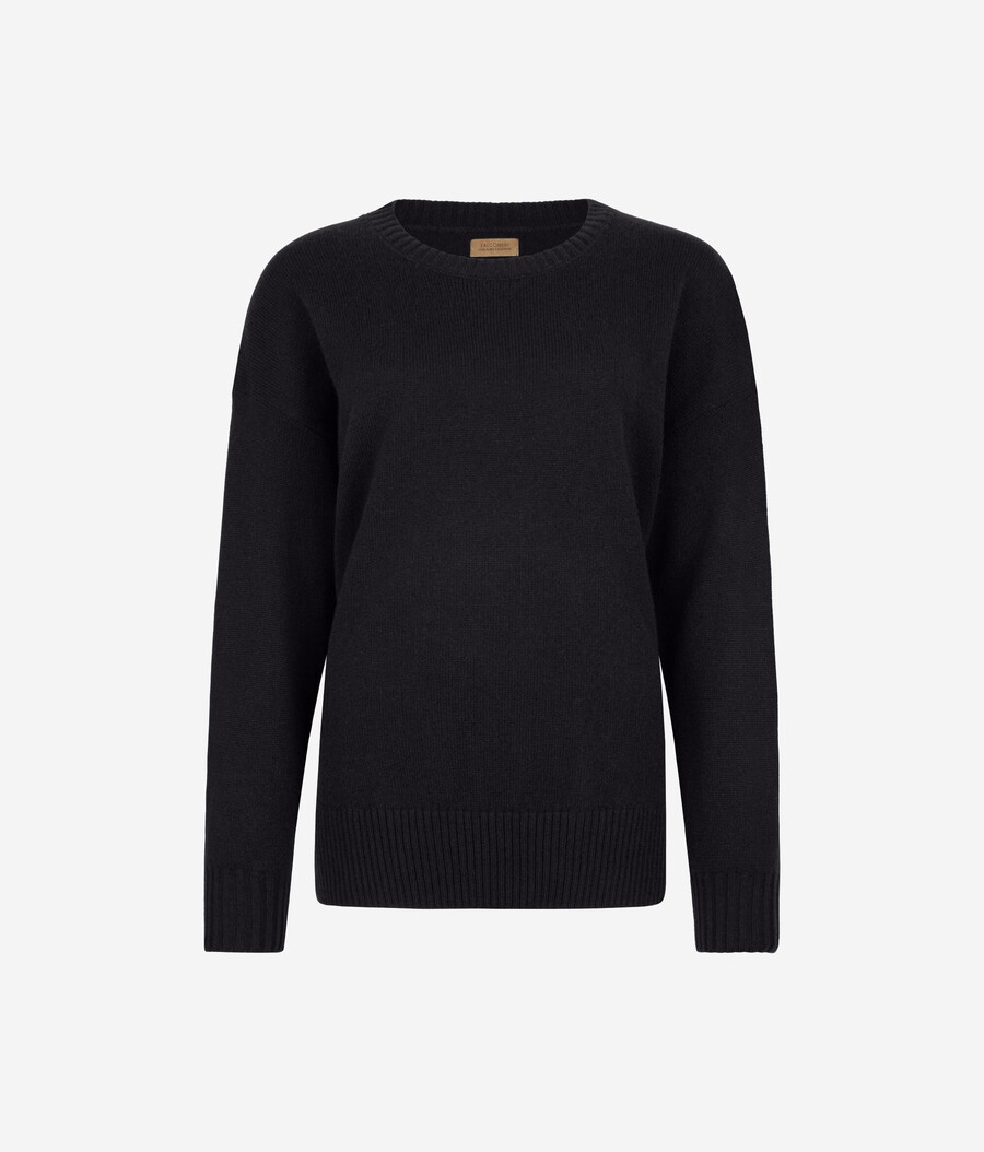 ultraweicher kaschmirpullover mit rundhalsausschnitt und schlitzen