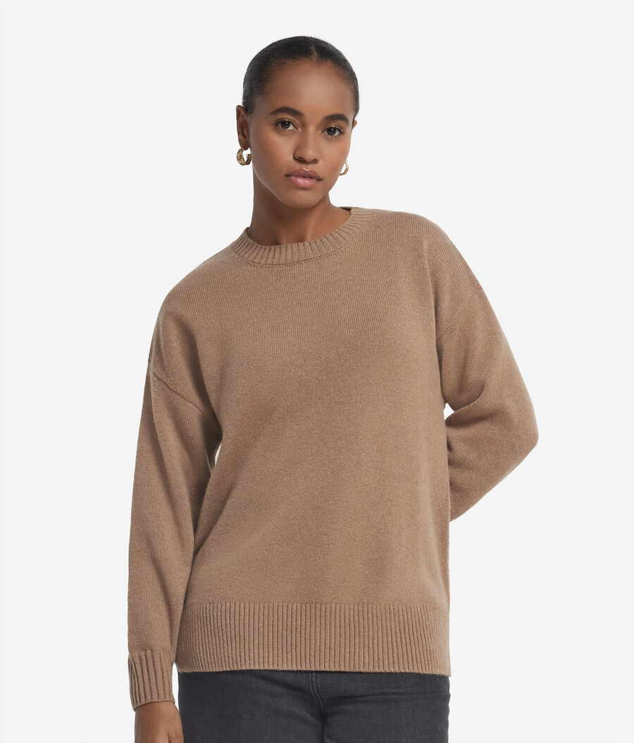 ultraweicher kaschmirpullover mit rundhalsausschnitt und schlitzen