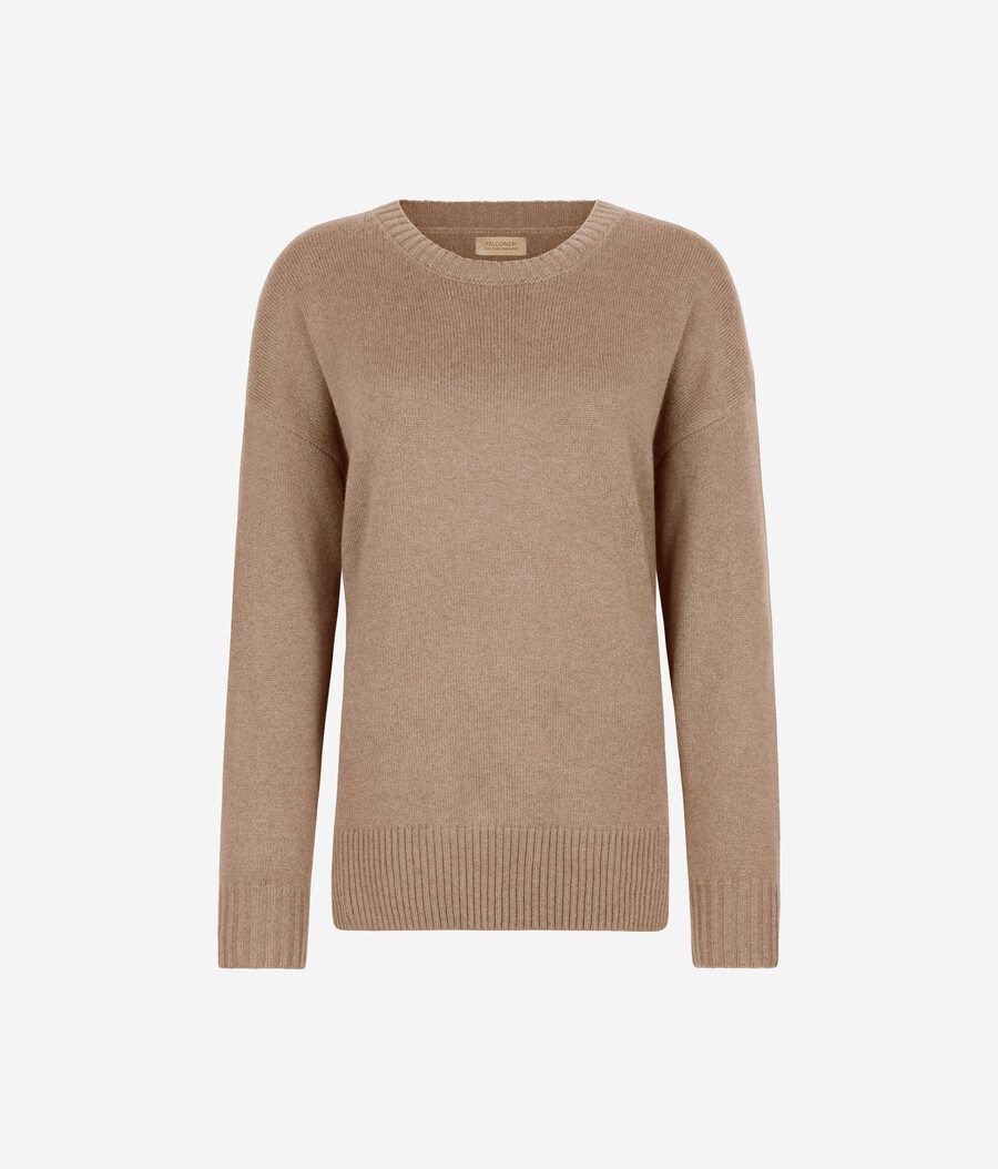 ultraweicher kaschmirpullover mit rundhalsausschnitt und schlitzen