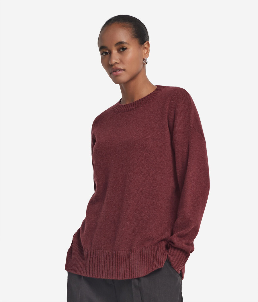 ultraweicher kaschmirpullover mit rundhalsausschnitt und schlitzen