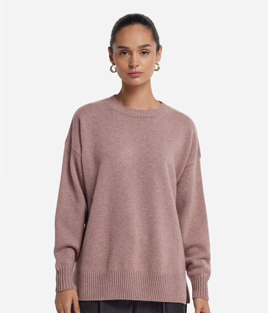 ultraweicher kaschmirpullover mit rundhalsausschnitt und schlitzen