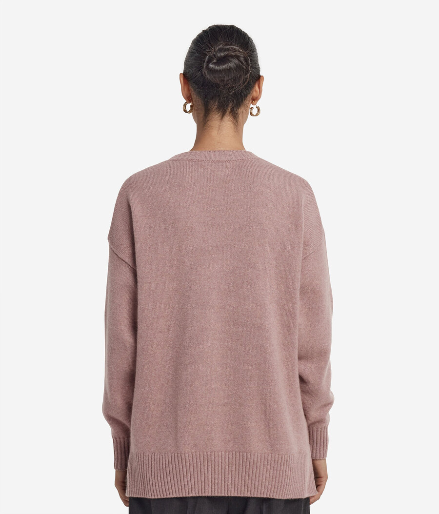 ultraweicher kaschmirpullover mit rundhalsausschnitt und schlitzen