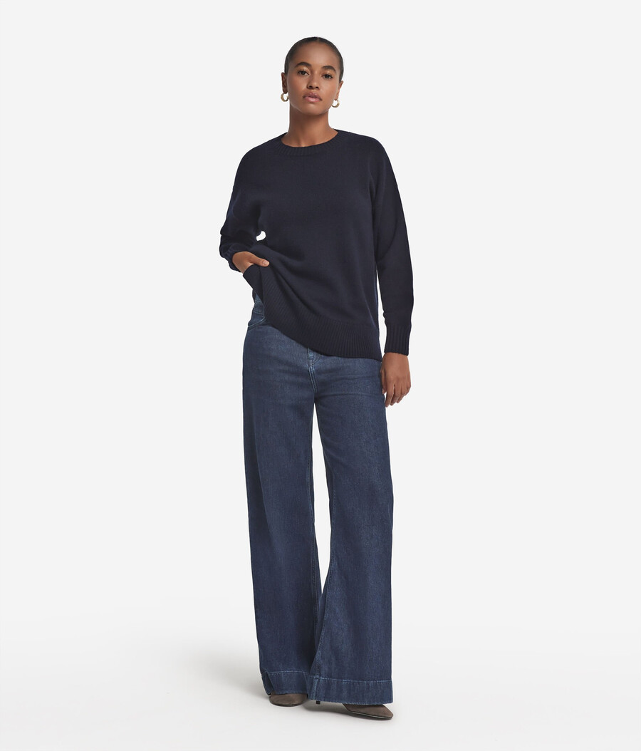 ultraweicher kaschmirpullover mit rundhalsausschnitt und schlitzen