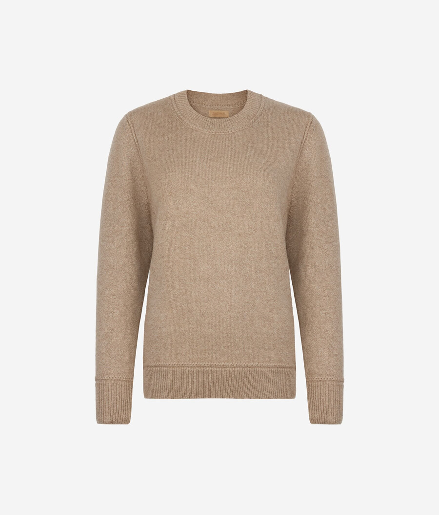 ultraweicher ungefärbter trikot-kaschmirpullover mit rundhalsausschnitt