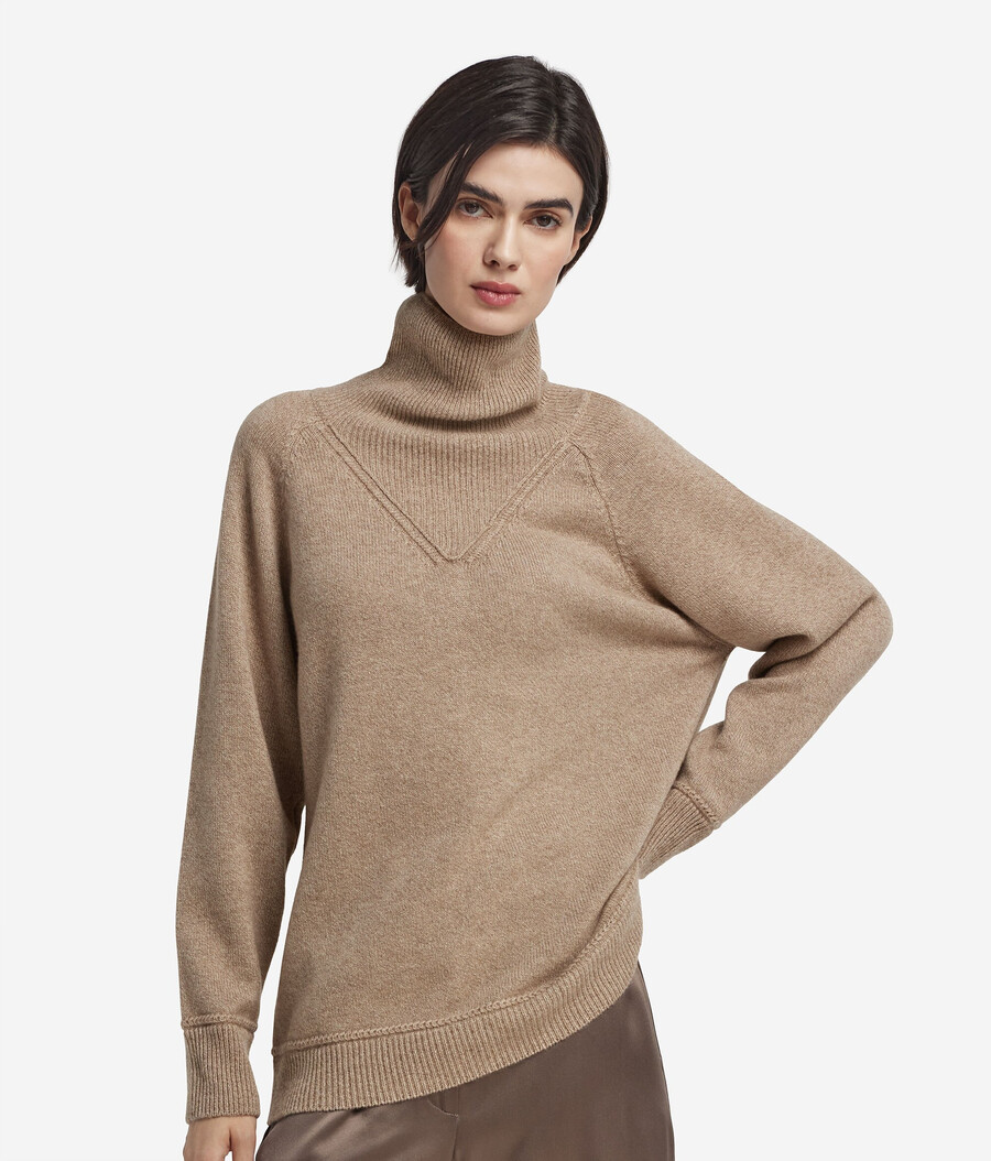 ultraweicher ungefärbter kaschmir-rollkragenpullover mit zopfmuster