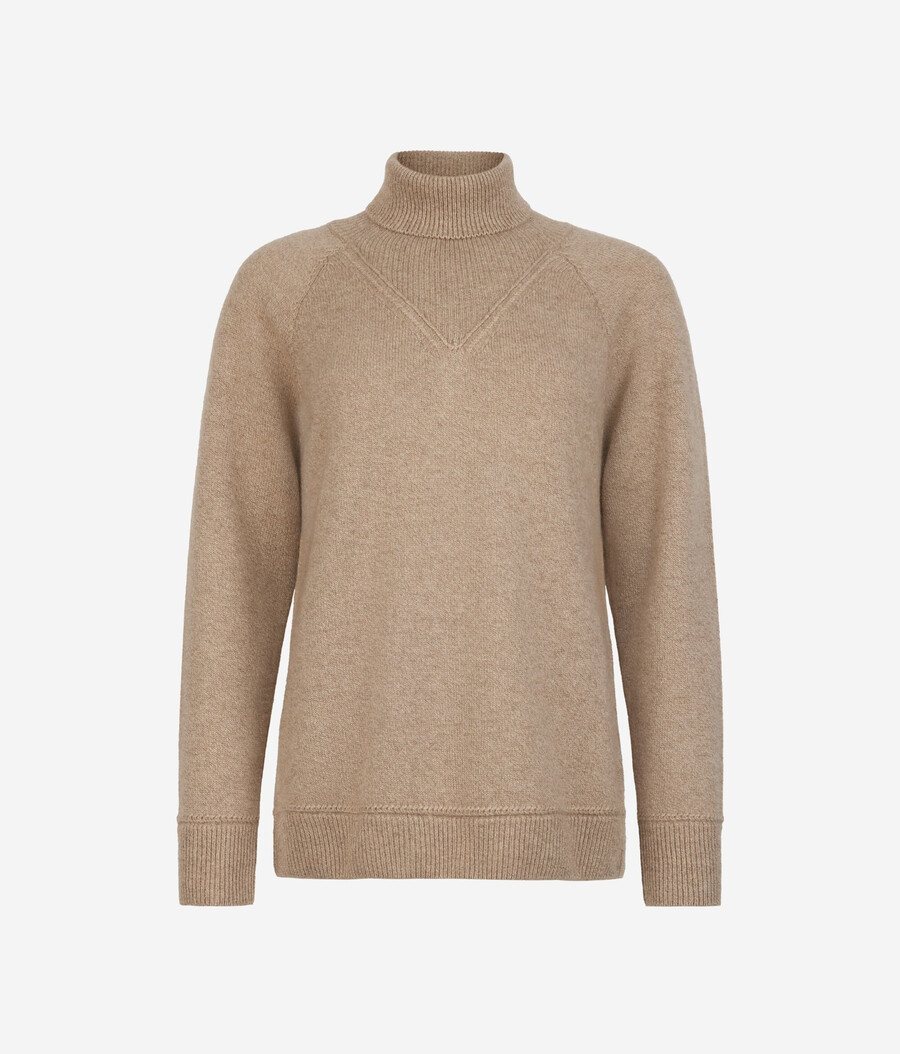 ultraweicher ungefärbter kaschmir-rollkragenpullover mit zopfmuster