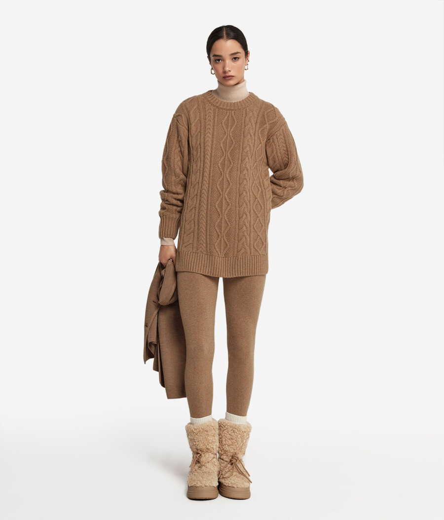 zopfmuster-pullover aus ultraweichem kaschmir mit rundhalsausschnitt