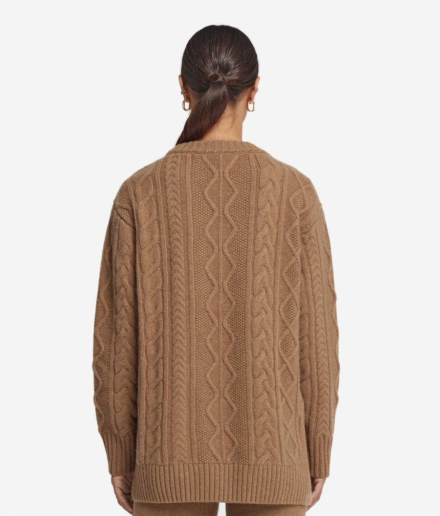 zopfmuster-pullover aus ultraweichem kaschmir mit rundhalsausschnitt