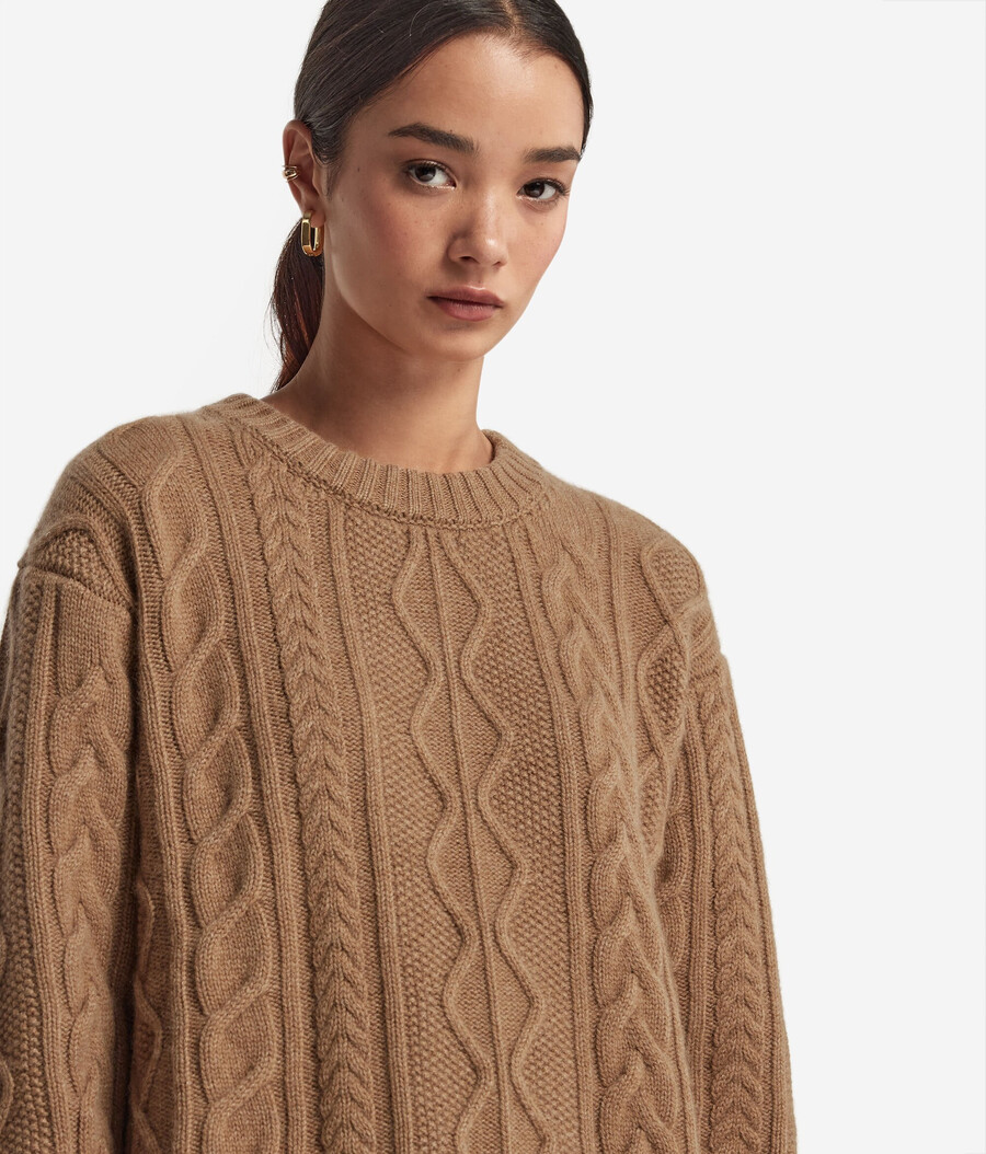 zopfmuster-pullover aus ultraweichem kaschmir mit rundhalsausschnitt