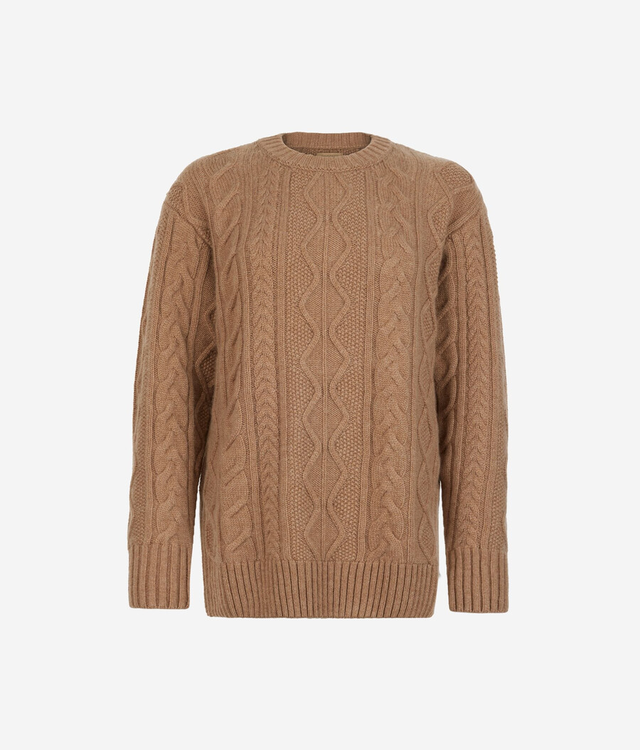 zopfmuster-pullover aus ultraweichem kaschmir mit rundhalsausschnitt