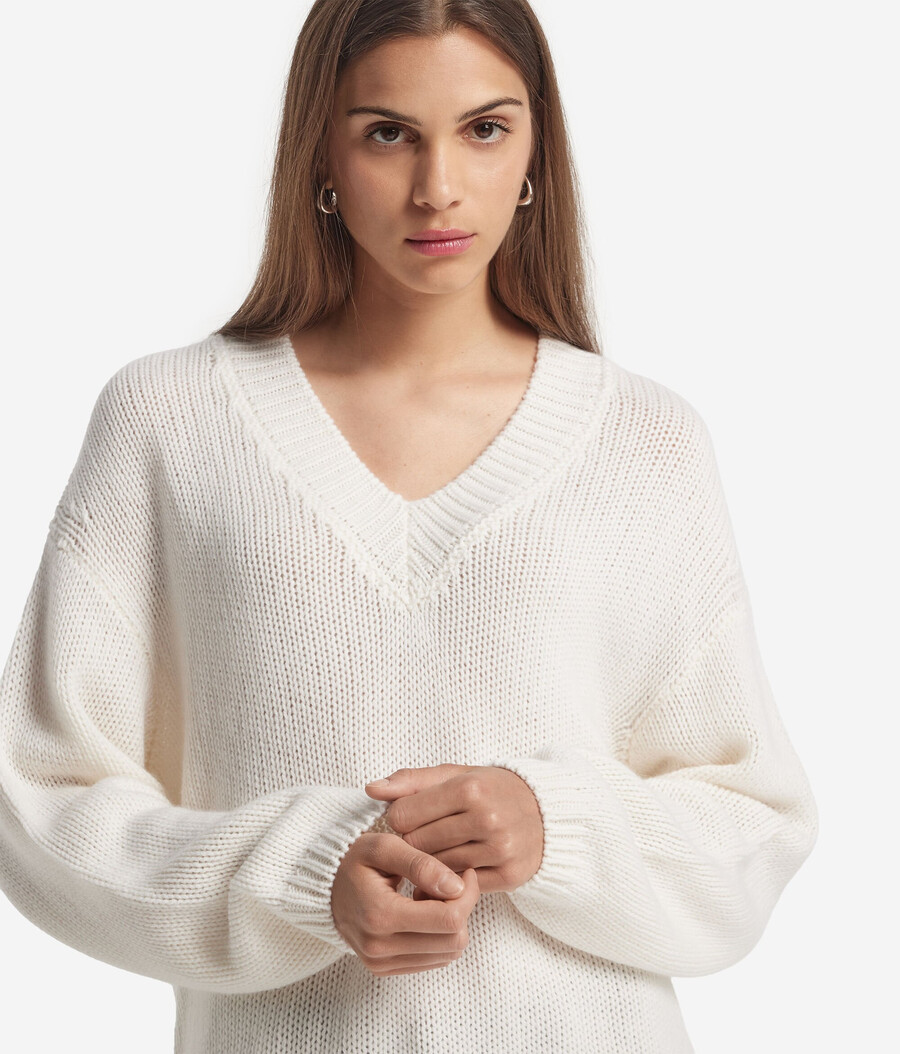 ultraweicher kaschmir-trikot-pullover mit v-ausschnitt