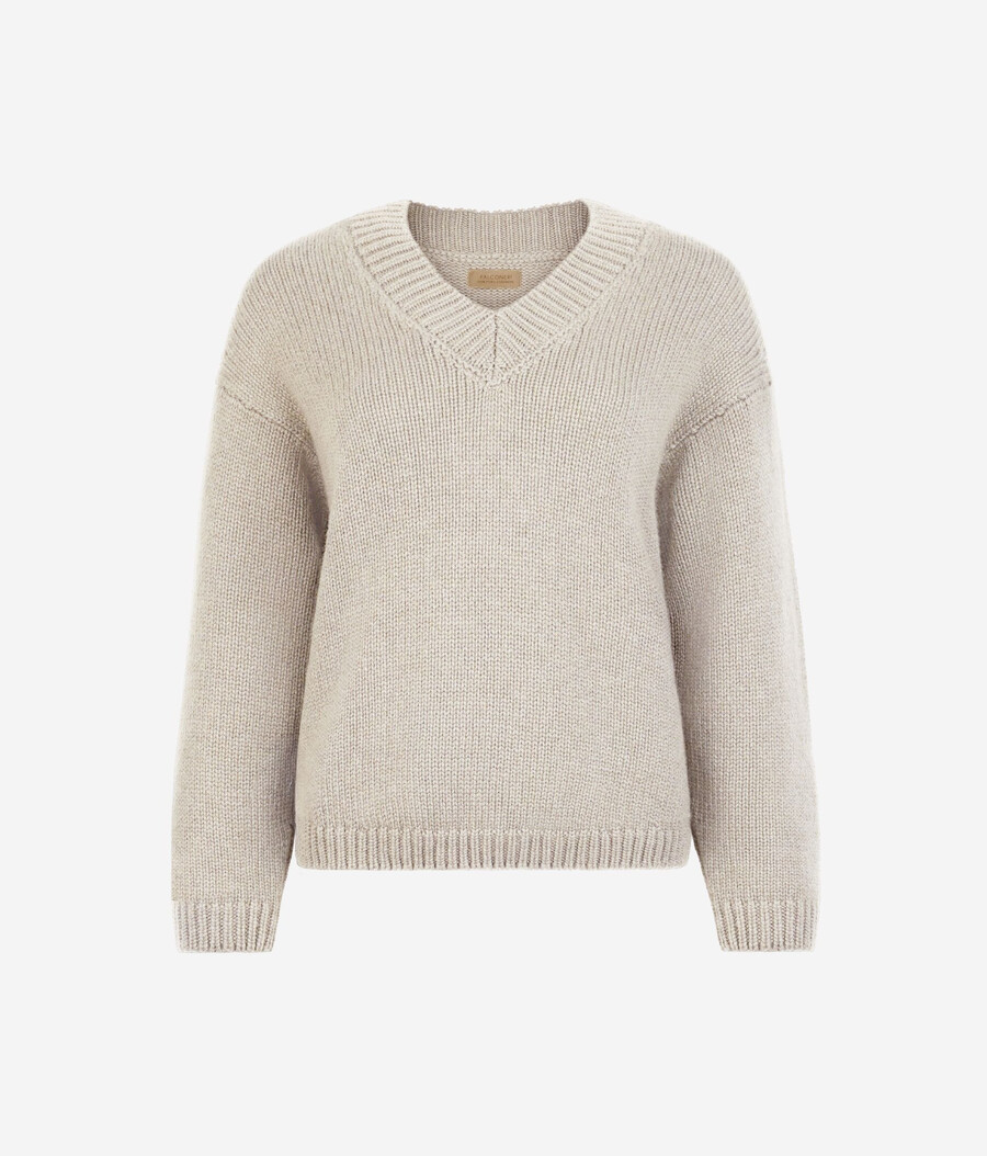 ultraweicher kaschmir-trikot-pullover mit v-ausschnitt