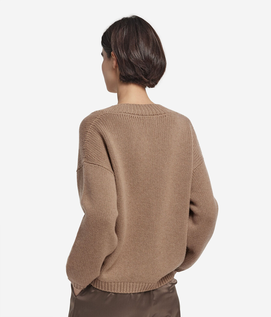 ultraweicher kaschmir-trikot-pullover mit v-ausschnitt