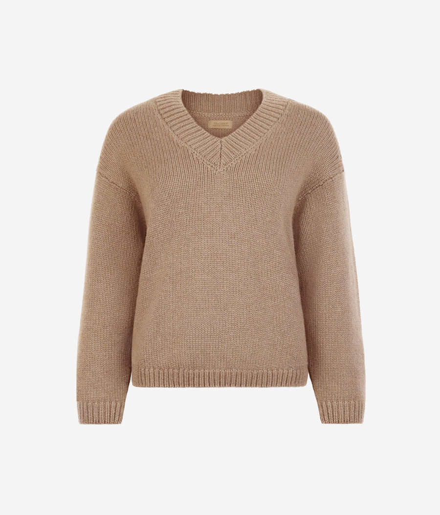 ultraweicher kaschmir-trikot-pullover mit v-ausschnitt