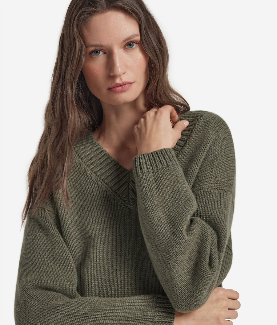 ultraweicher kaschmir-trikot-pullover mit v-ausschnitt