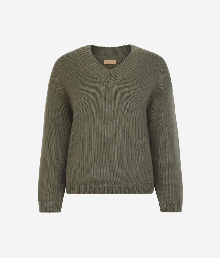 ultraweicher kaschmir-trikot-pullover mit v-ausschnitt