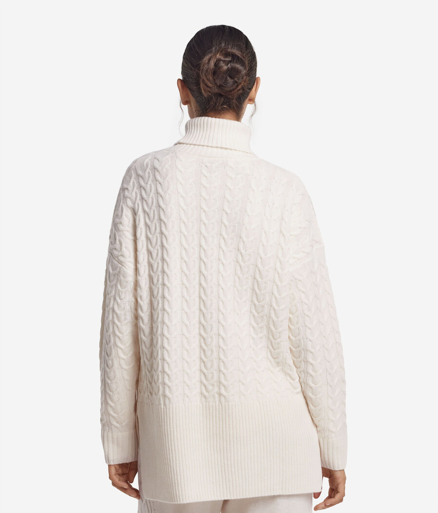 ultraweicher kaschmir-rollkragenpullover mit zopfmuster