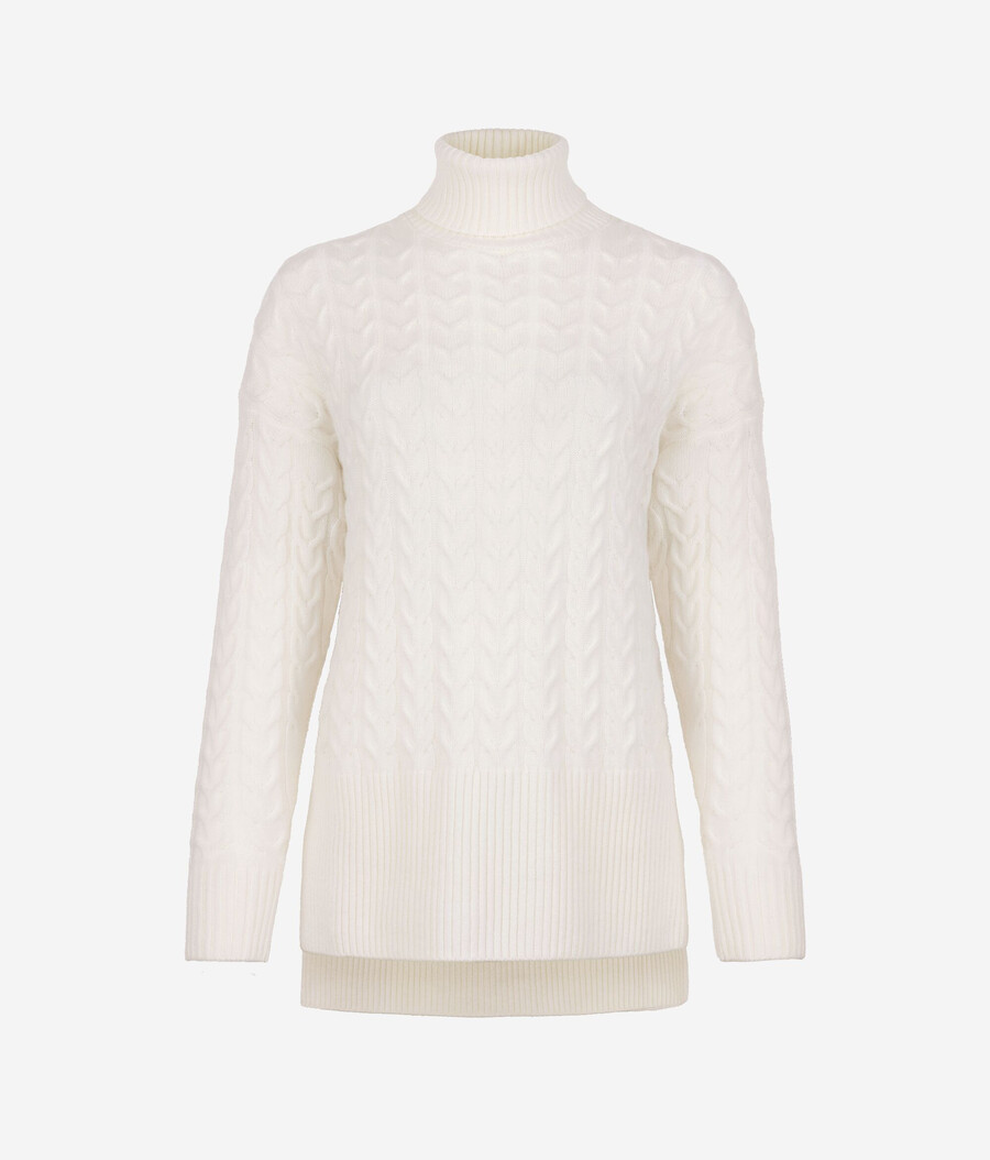 ultraweicher kaschmir-rollkragenpullover mit zopfmuster