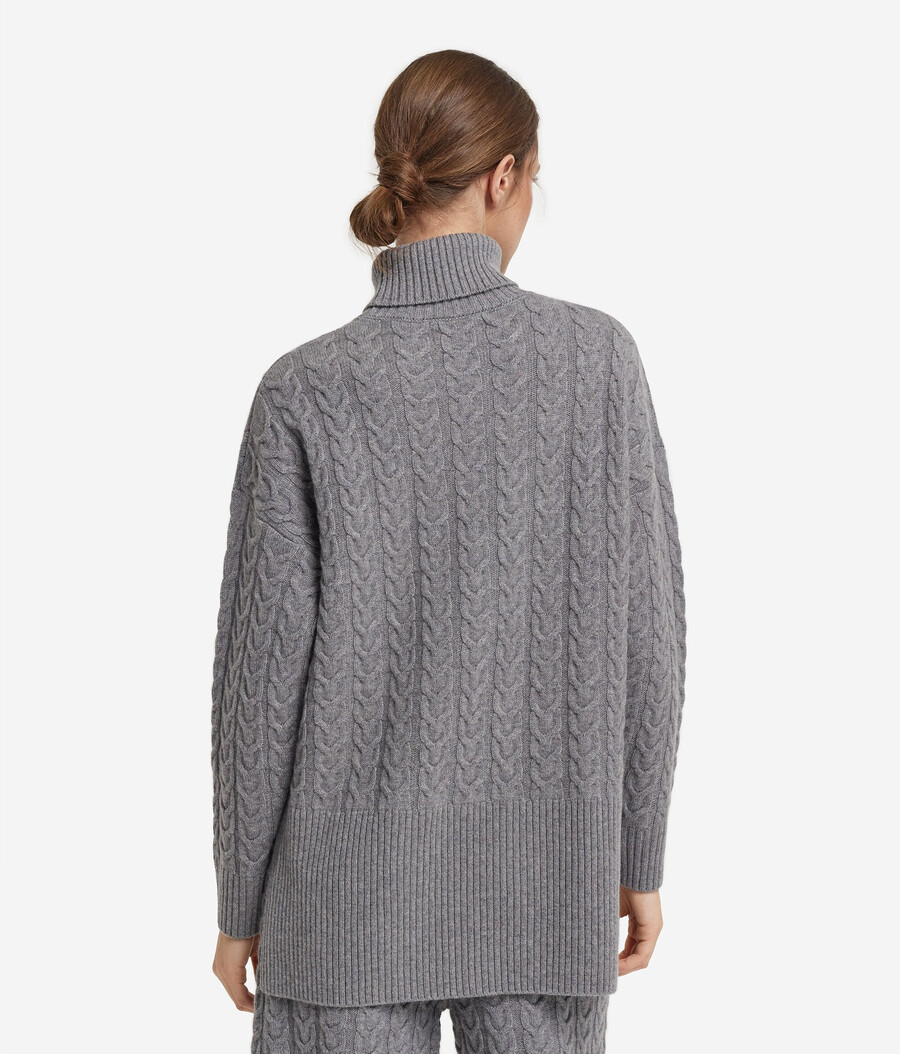 ultraweicher kaschmir-rollkragenpullover mit zopfmuster