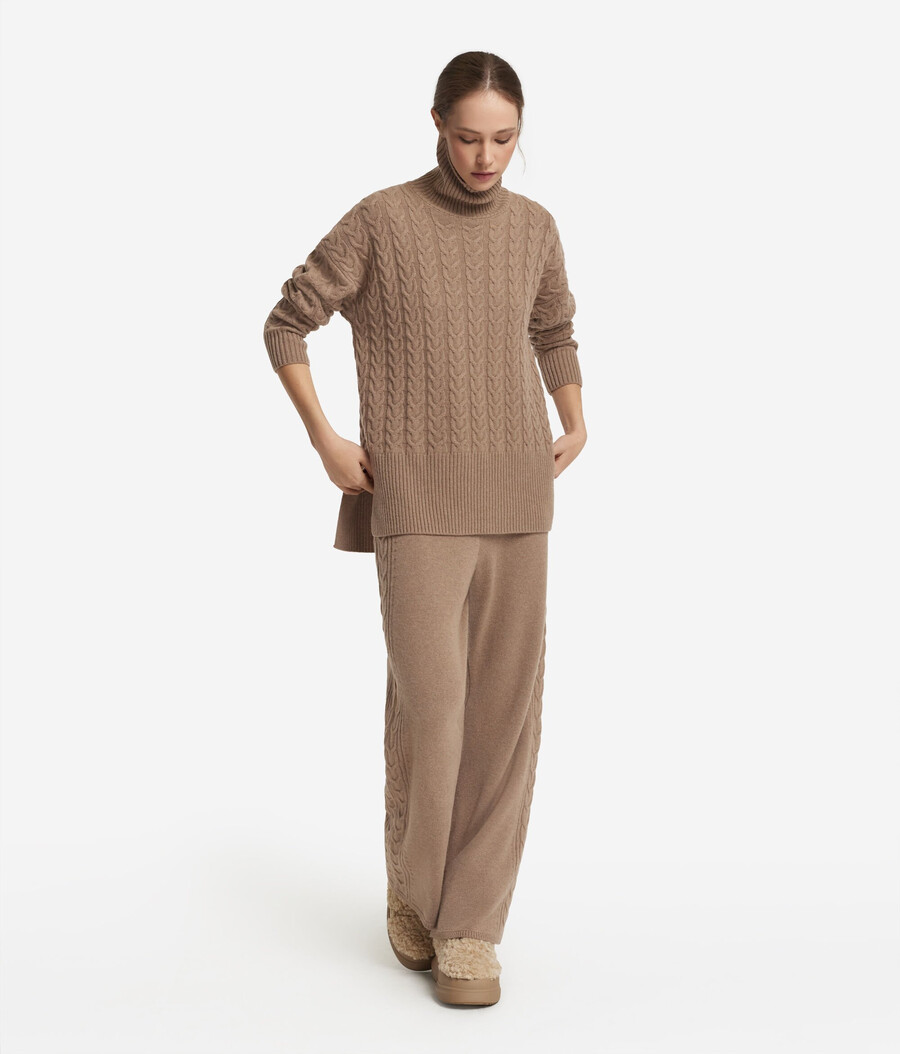 ultraweicher kaschmir-rollkragenpullover mit zopfmuster