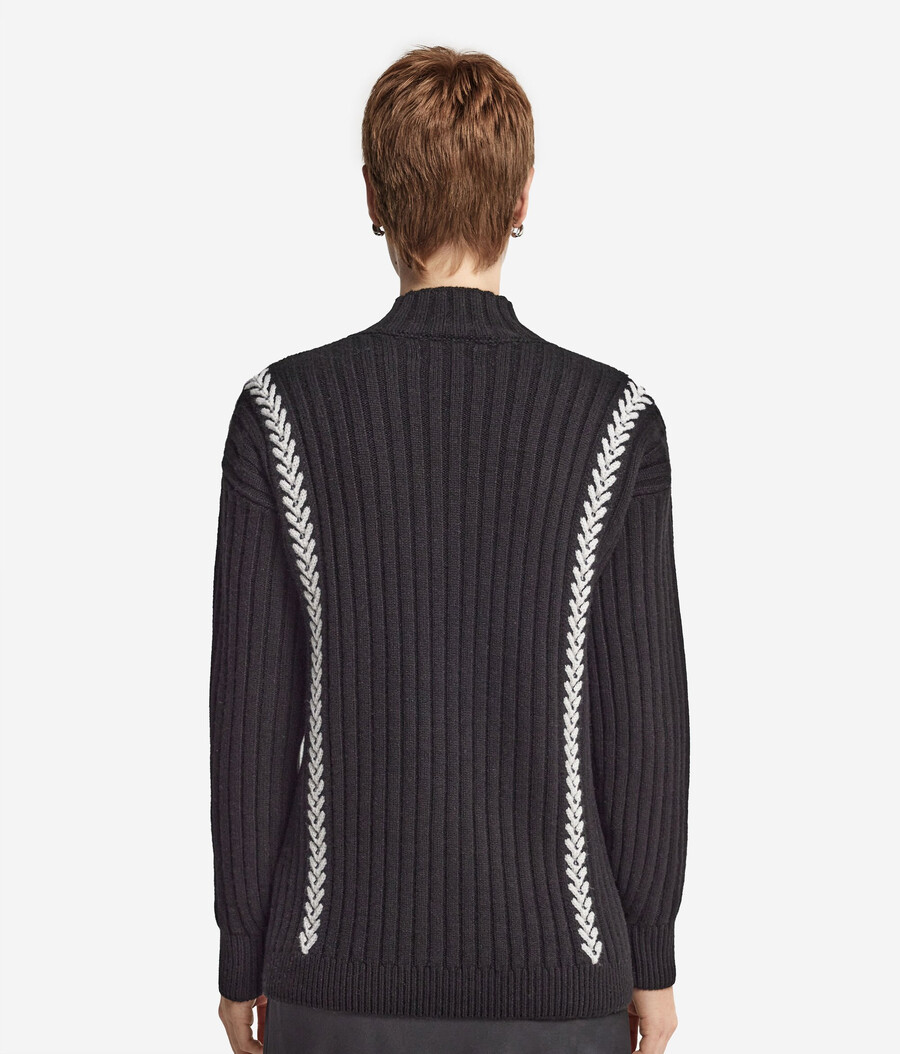 bestickter rollkragenpullover mit rippenmuster aus ultraweichem kaschmir