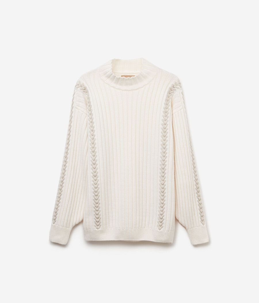 bestickter rollkragenpullover mit rippenmuster aus ultraweichem kaschmir