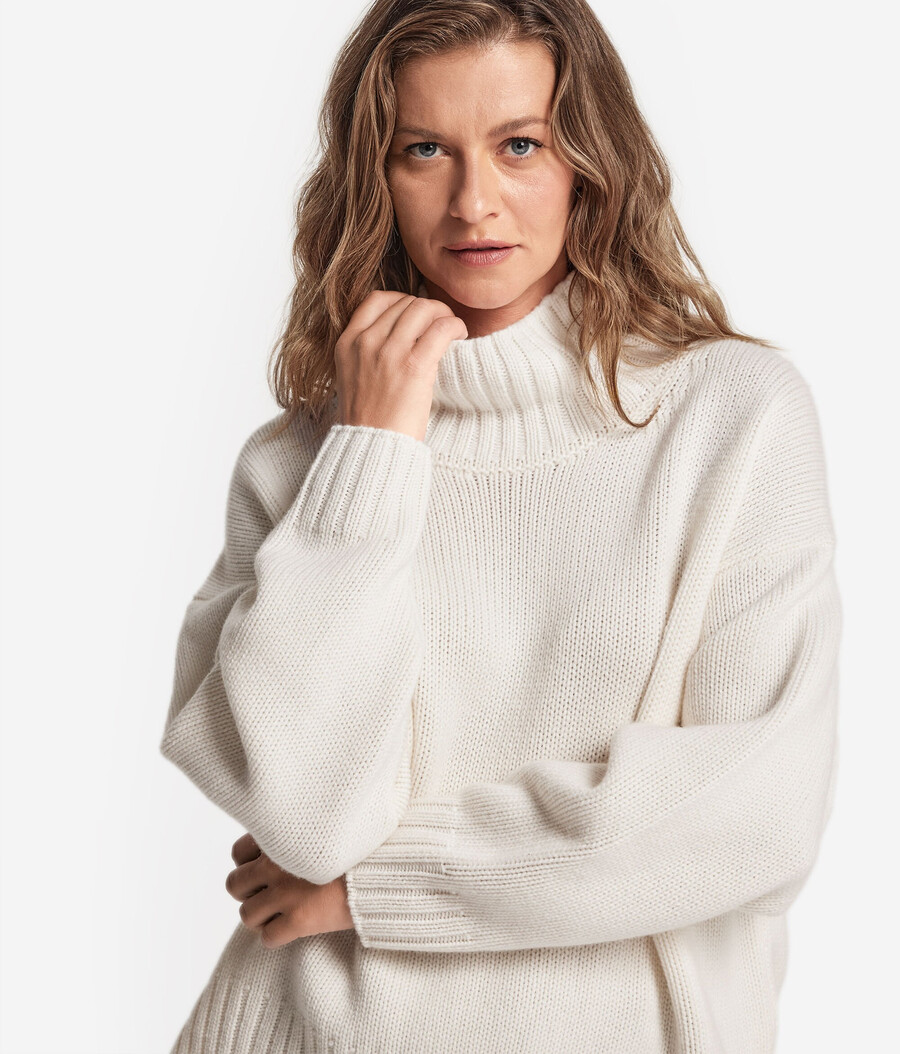 kaschmir-trikot-pullover mit stehkragen