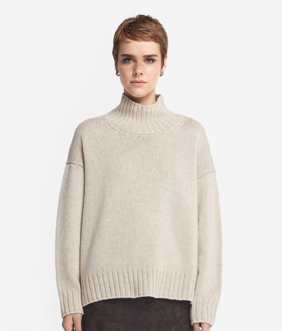 kaschmir-trikot-pullover mit stehkragen