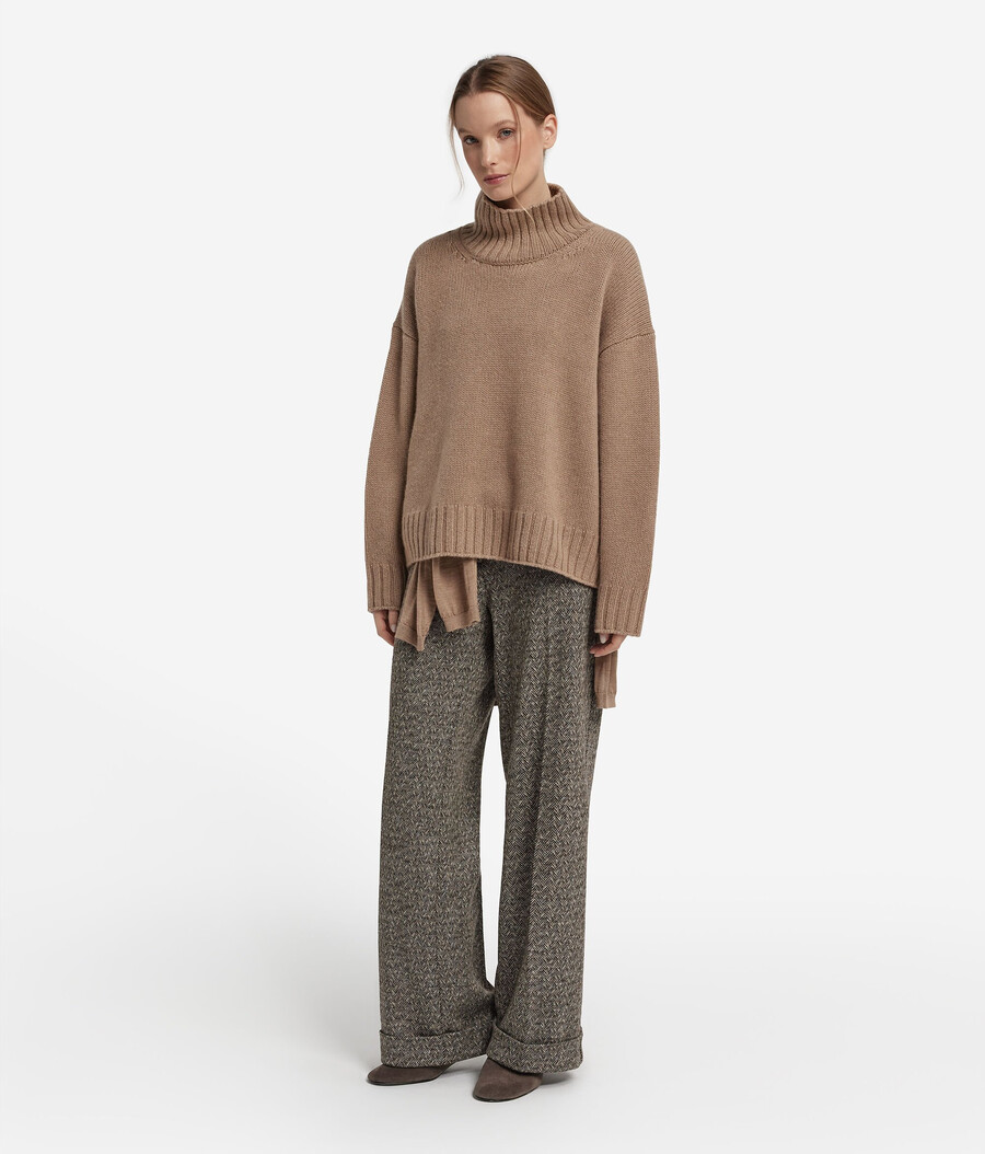 kaschmir-trikot-pullover mit stehkragen