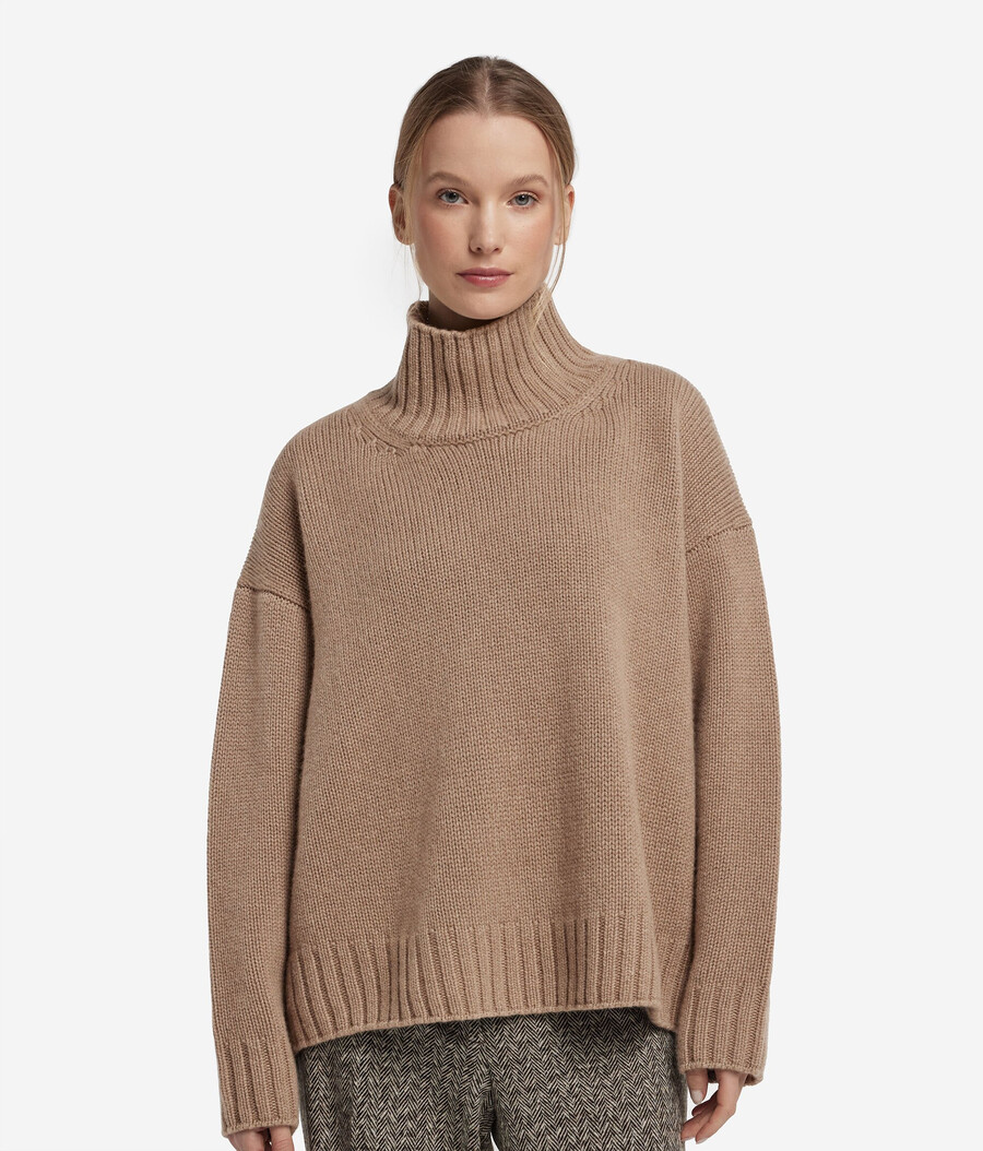 kaschmir-trikot-pullover mit stehkragen