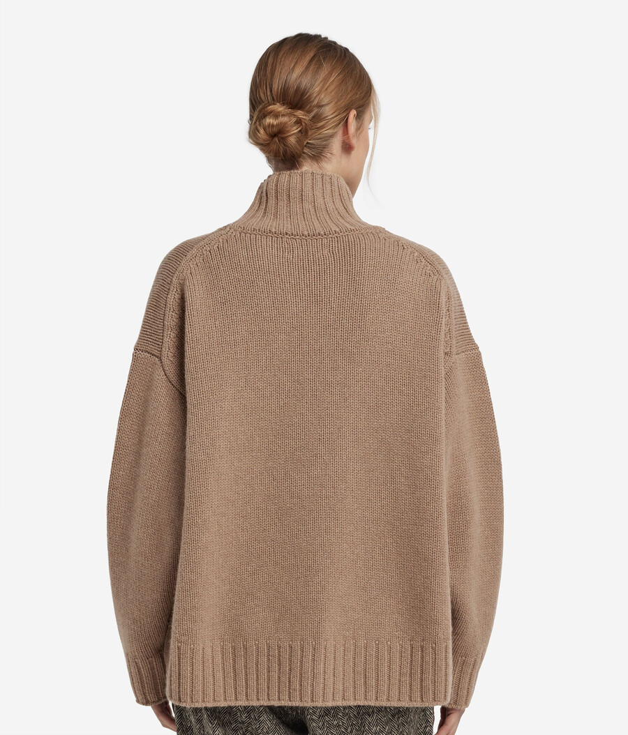 kaschmir-trikot-pullover mit stehkragen