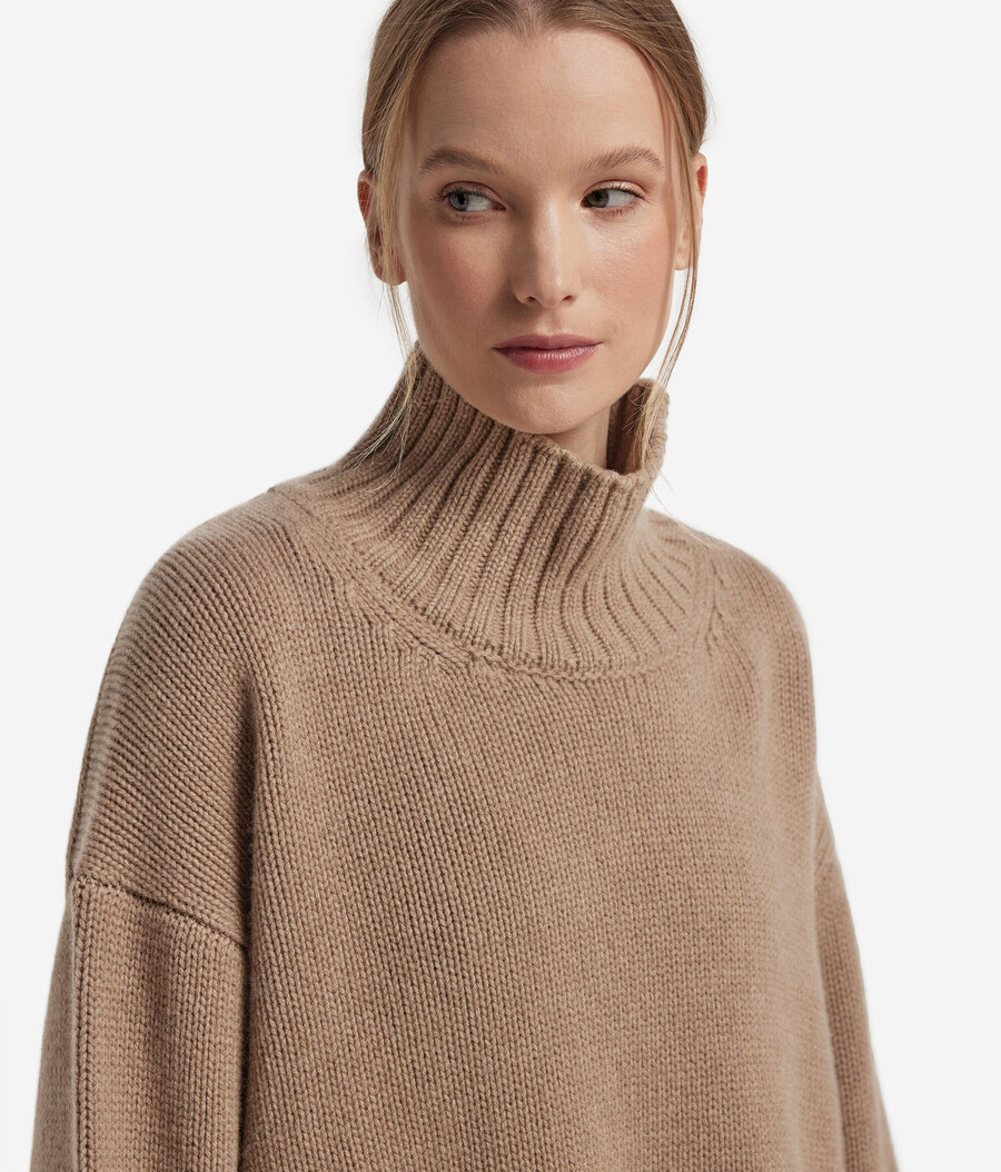 kaschmir-trikot-pullover mit stehkragen