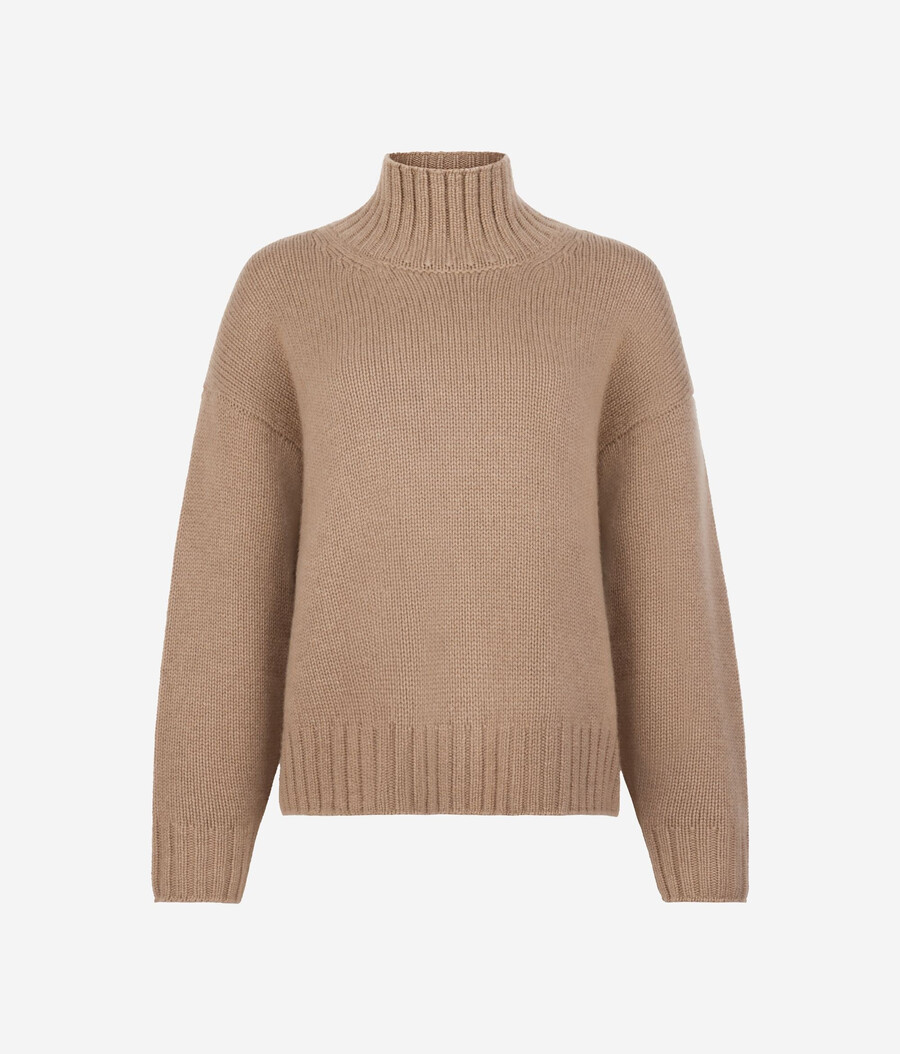 kaschmir-trikot-pullover mit stehkragen