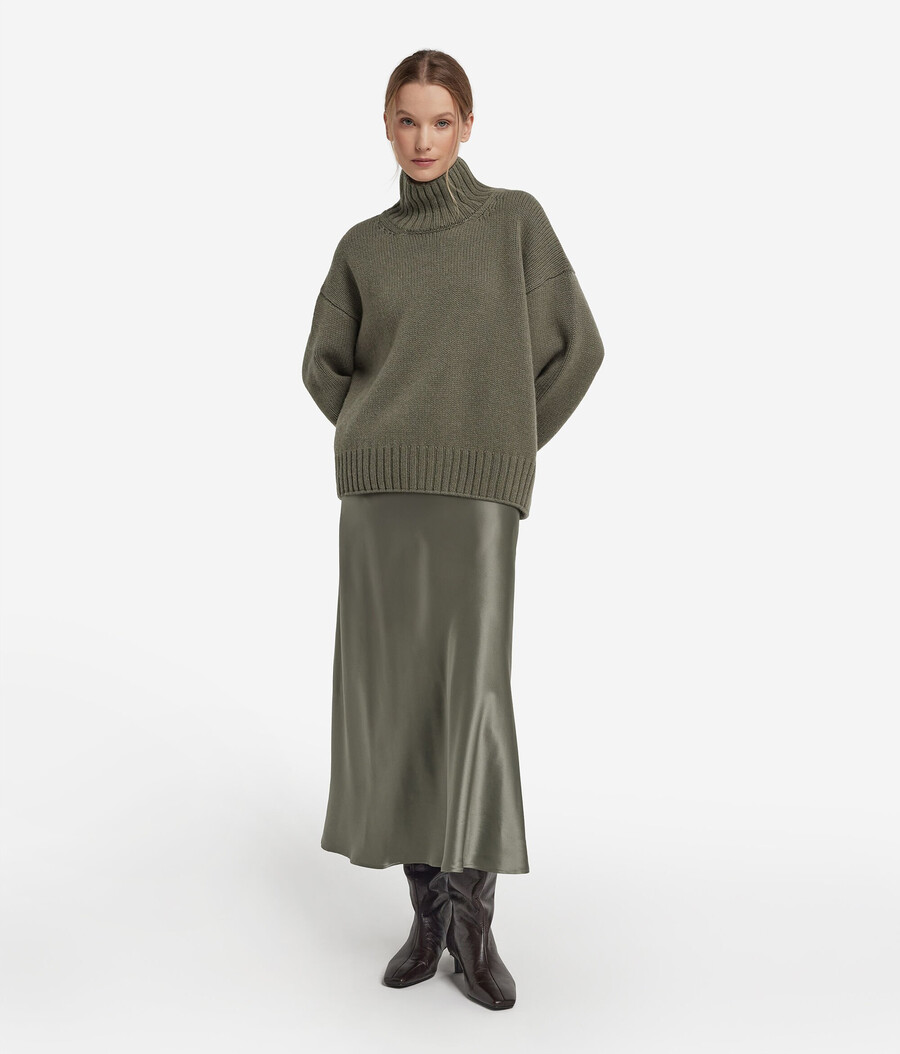 kaschmir-trikot-pullover mit stehkragen