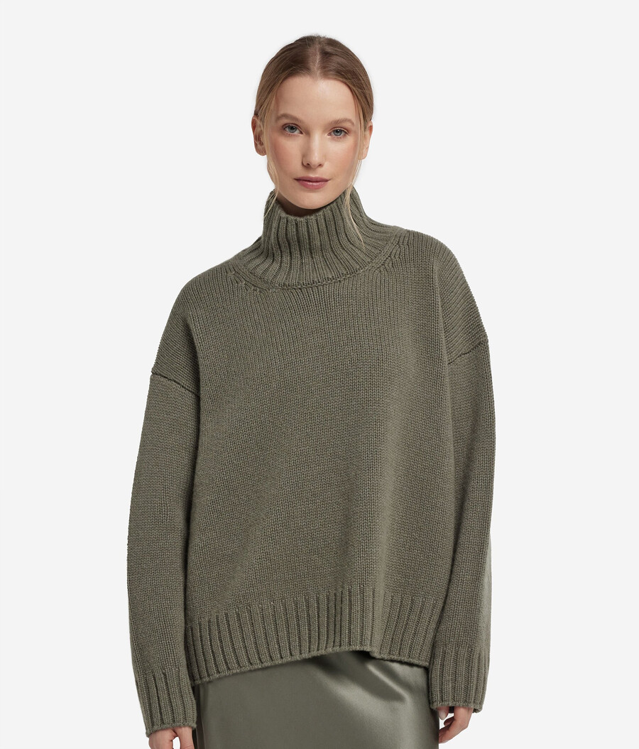 kaschmir-trikot-pullover mit stehkragen