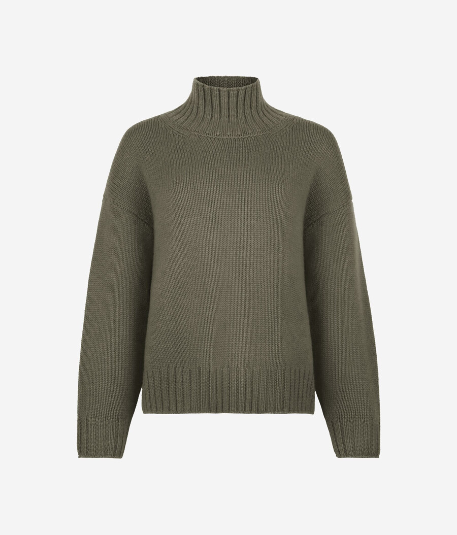 kaschmir-trikot-pullover mit stehkragen