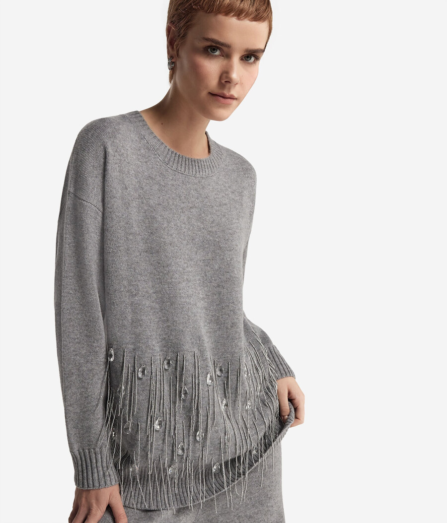 kaschmirpullover mit fransen
