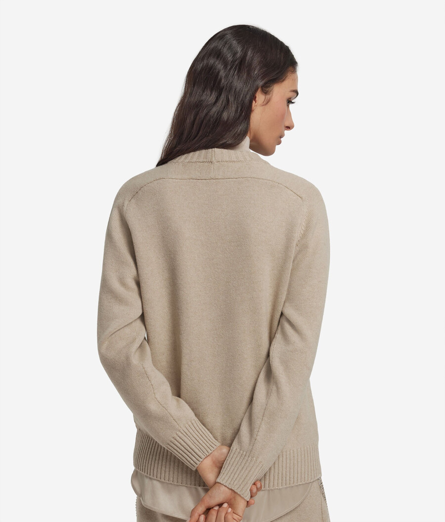ultraweicher kaschmirpullover mit rundhalsausschnitt zopfmuster und strasssteinen