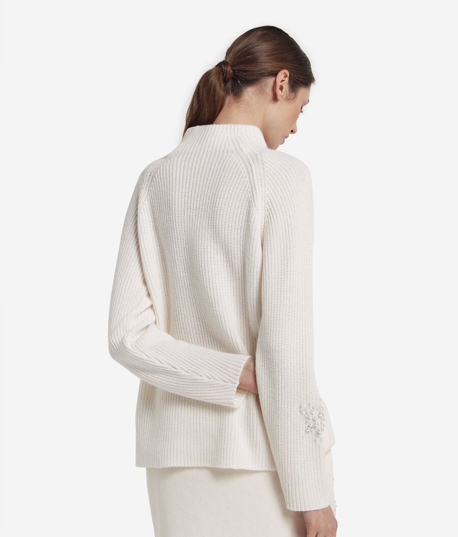ultraweicher kaschmir-rollkragenpullover mit perlen