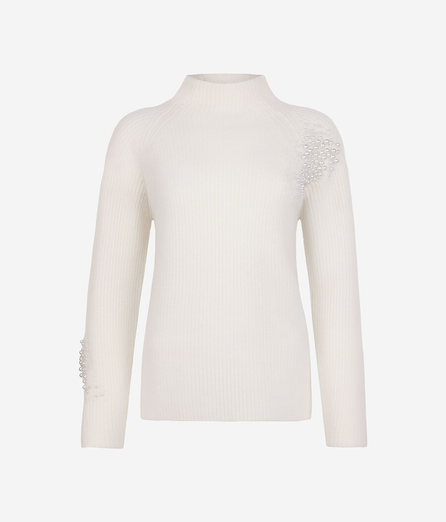 ultraweicher kaschmir-rollkragenpullover mit perlen