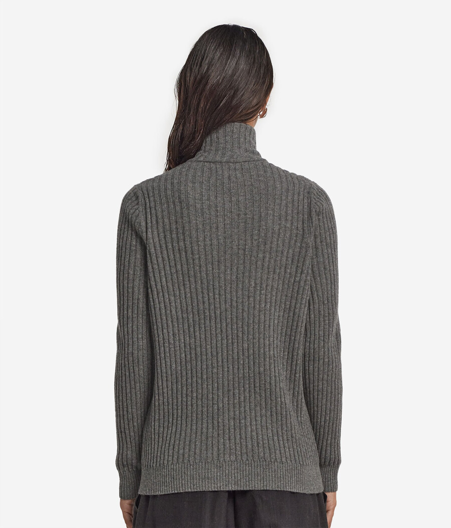 gerippter ultraweicher kaschmirpullover mit halbem reißverschluss
