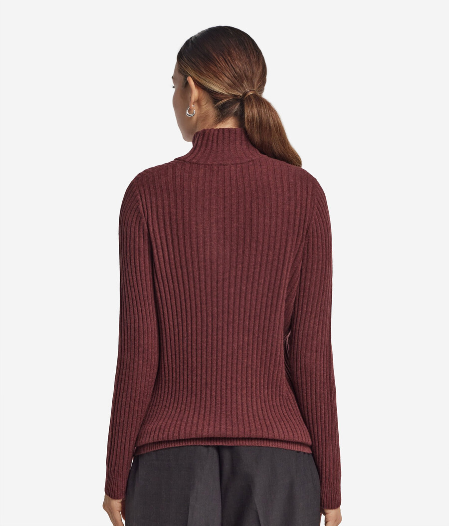 gerippter ultraweicher kaschmirpullover mit halbem reißverschluss