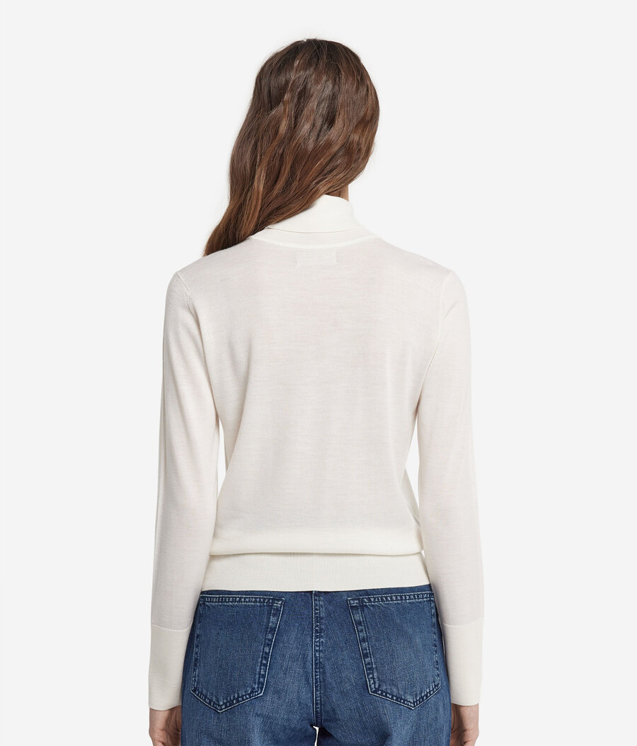 ultrafeiner kaschmirpullover mit hohem kragen und wickeloptik