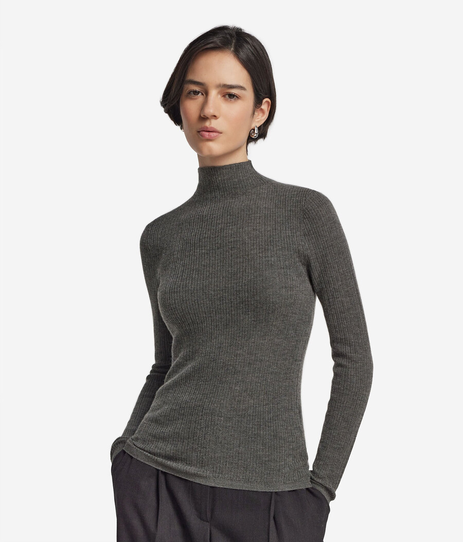 gerippter rollkragenpullover aus ultrafeinem kaschmir
