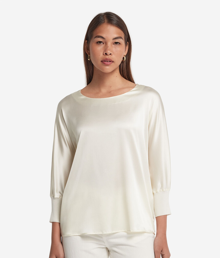 rundhals-pullover aus seidensatin