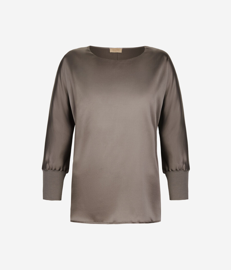 rundhals-pullover aus seidensatin