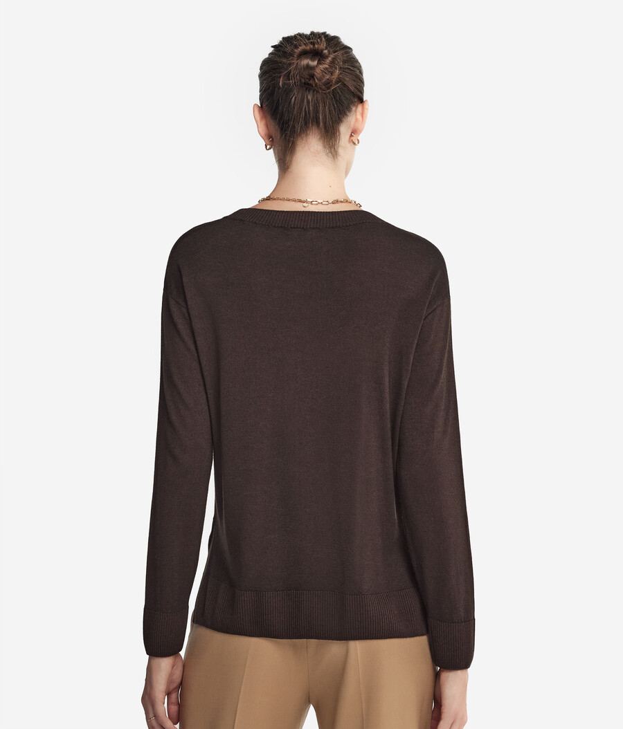 rundhals-kaschmirpullover mit schlitzen