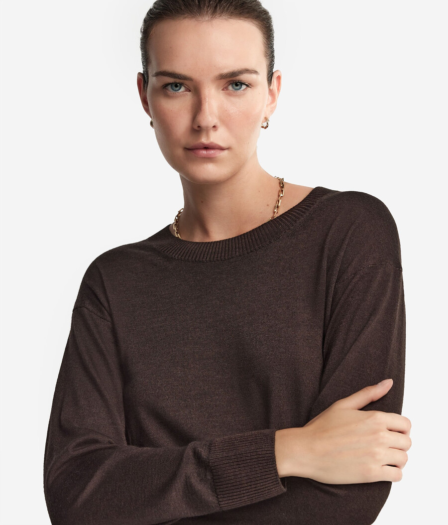 rundhals-kaschmirpullover mit schlitzen