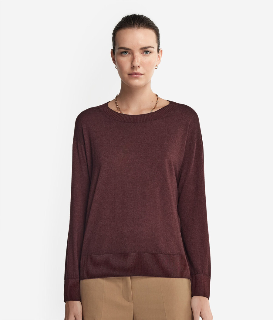rundhals-kaschmirpullover mit schlitzen